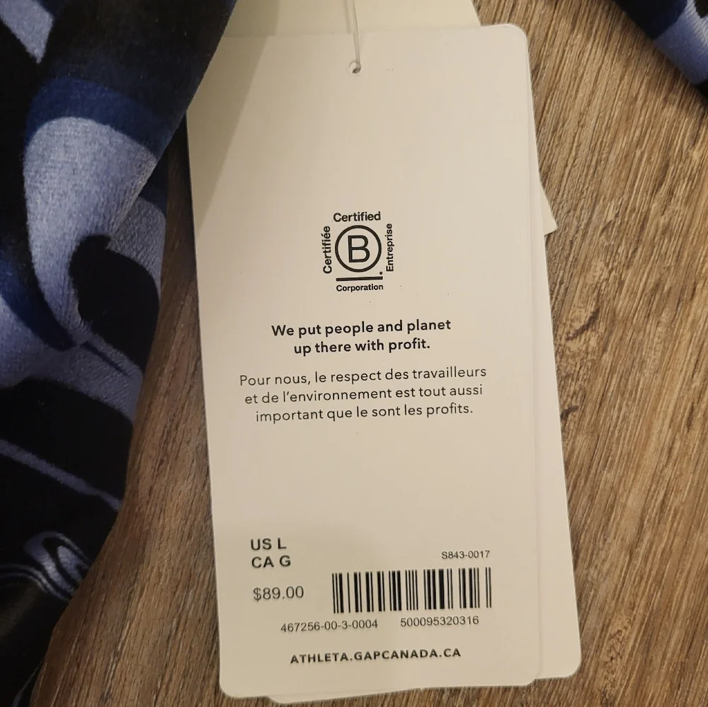 Athleta Exhilerate Velvet Crop Top Size Large Blue - Picture 6 of 12